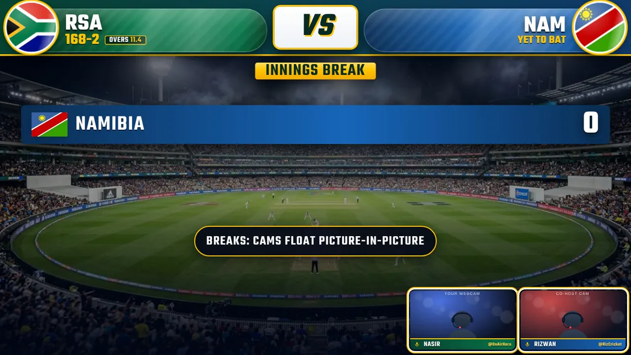 Innings break — OnAirHero Arena overlay