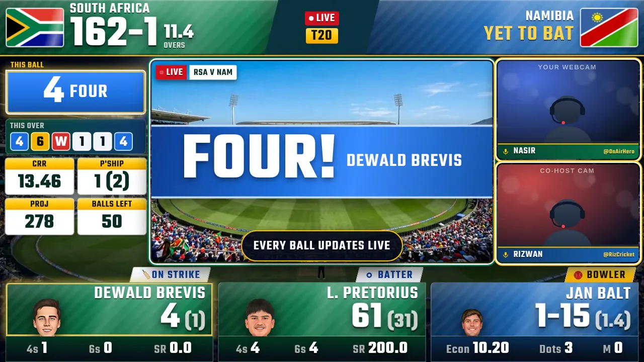Every boundary, big and bold — OnAirHero Arena overlay